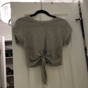Urban Outfitters Light grey tie cropped tee